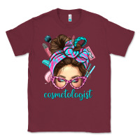 Burgundy Messy Bun Cosmetologist Bbs Classic Tee - BundleAndBundleShop