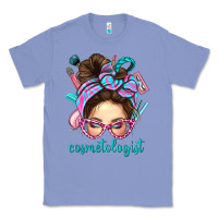 Colony Blue Messy Bun Cosmetologist Bbs Classic Tee - BundleAndBundleShop