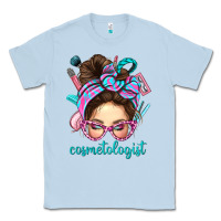 Dusty Blue Messy Bun Cosmetologist Bbs Classic Tee - BundleAndBundleShop