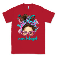 Red Messy Bun Cosmetologist Bbs Classic Tee - BundleAndBundleShop