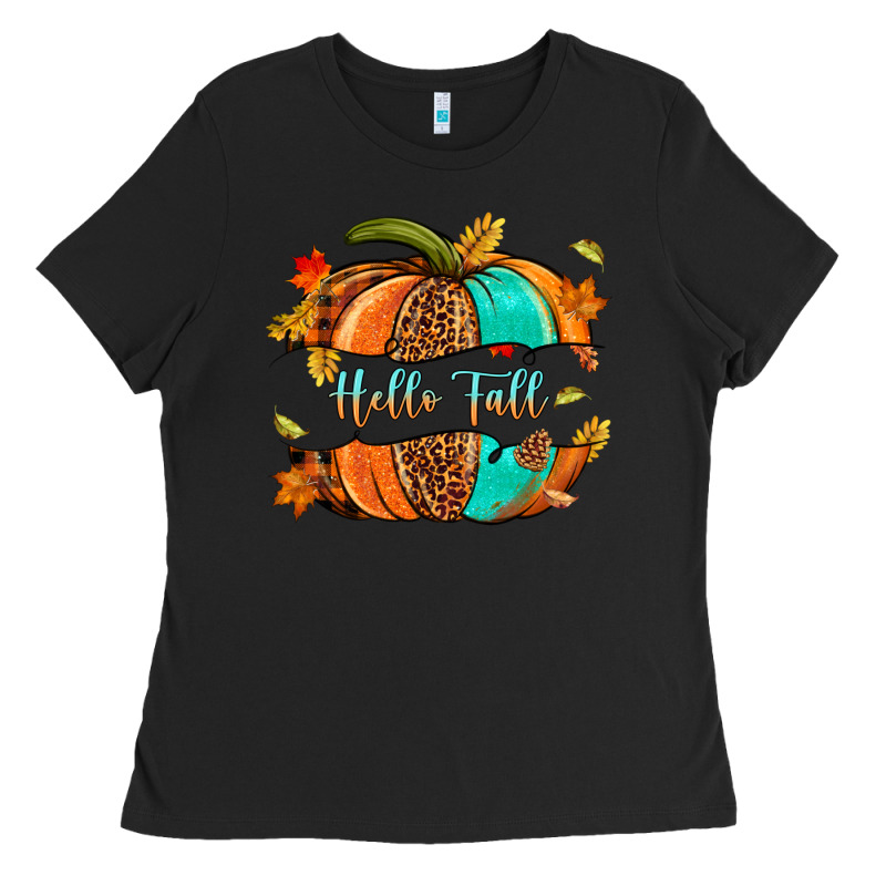Pumpkin Hello Fall Ladies Tee by NancyCooperArtShop | Teevron