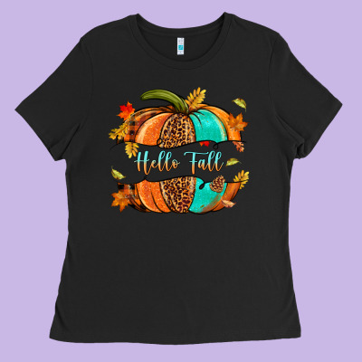 Pumpkin Hello Fall Ladies Tee Designed By Nancycooperartshop