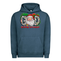 Pigment Midnight Navy with god all things are possible santa Urban Hoodie - CowhideDigitalArt