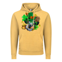 Vintage Mustard St. Patrick Cow Clover Vintage Hoodie - BundleAndBundleShop