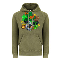 Vintage Olive St. Patrick Cow Clover Vintage Hoodie - BundleAndBundleShop