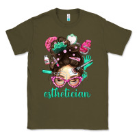 Army Green Esthetician Messy Bun With Pink Leopard Glasses Bbs Classic Tee - BundleAndBundleShop