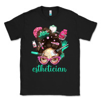 Black Esthetician Messy Bun With Pink Leopard Glasses Bbs Classic Tee - BundleAndBundleShop