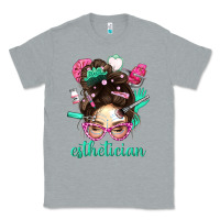 Heather Grey Esthetician Messy Bun With Pink Leopard Glasses Bbs Classic Tee - BundleAndBundleShop