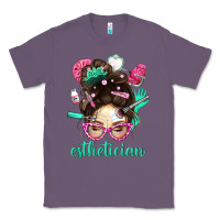 Lavender Esthetician Messy Bun With Pink Leopard Glasses Bbs Classic Tee - BundleAndBundleShop