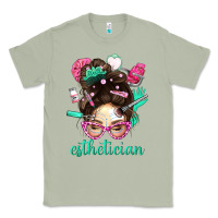 Matcha Esthetician Messy Bun With Pink Leopard Glasses Bbs Classic Tee - BundleAndBundleShop