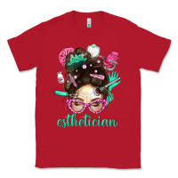 Red Esthetician Messy Bun With Pink Leopard Glasses Bbs Classic Tee - BundleAndBundleShop