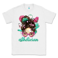 White Esthetician Messy Bun With Pink Leopard Glasses Bbs Classic Tee - BundleAndBundleShop
