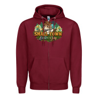 Burgundy Small town Easter Day Zipper Hoodie - HowdyJamesFarm