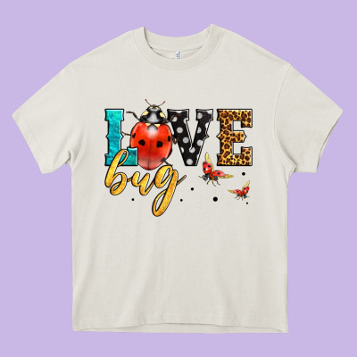 Love Bug Lady Bug Heavy Core Tee Designed By Lillyallendesigns