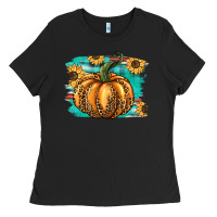 Black pumpkin western Ladies Tee - BarkalooDesign