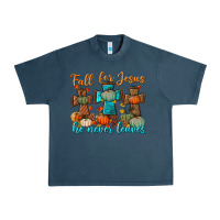 Midnight Navy fall for jesus he never leaves Urban Heavy Tee - BundleAndBundleShop