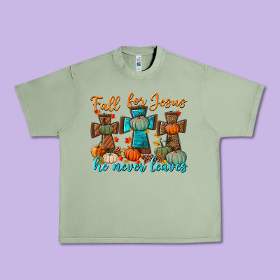 Fall For Jesus He Never Leaves Urban Heavy Tee Designed By Bundleandbundleshop