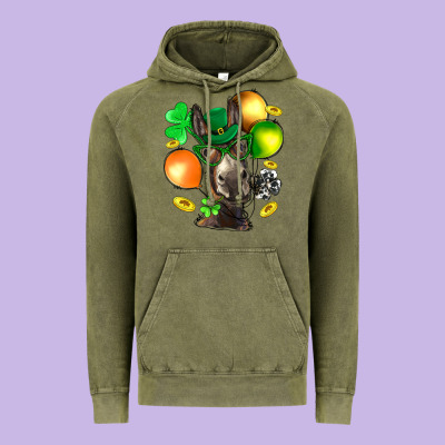 St. Patricks Clovers With Donkey Vintage Hoodie Designed By Bundleandbundleshop