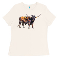Bone Texas Longhorn Bull Ladies Tee - LillyAllenDesigns