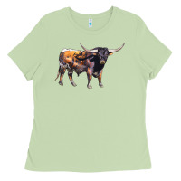 Matcha Texas Longhorn Bull Ladies Tee - LillyAllenDesigns