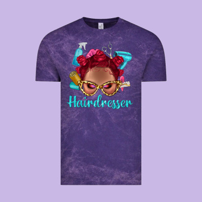 Afro Bantu Knots Red Hairdresser With Leopard Glasses Bbs Vintage Tee Designed By Bundleandbundleshop