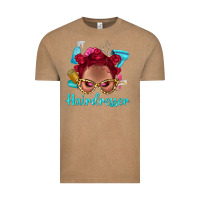 Vintage Coffee Afro Bantu Knots Red Hairdresser With Leopard Glasses Bbs Vintage Tee - BundleAndBundleShop