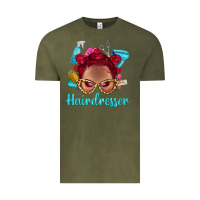 Vintage Olive Afro Bantu Knots Red Hairdresser With Leopard Glasses Bbs Vintage Tee - BundleAndBundleShop