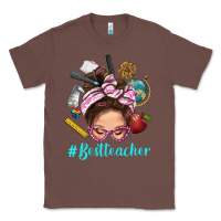 Chestnut Best Teacher Messy Bun Bbs Classic Tee - BundleAndBundleShop