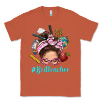 Copper Best Teacher Messy Bun Bbs Classic Tee - BundleAndBundleShop