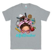 Heather Grey Best Teacher Messy Bun Bbs Classic Tee - BundleAndBundleShop