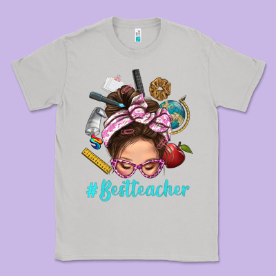 Best Teacher Messy Bun Bbs Classic Tee Designed By Bundleandbundleshop