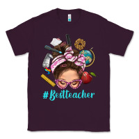 Plum Best Teacher Messy Bun Bbs Classic Tee - BundleAndBundleShop