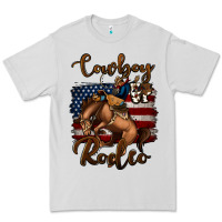 Dove Grey Cowboy Up Rodeo Bucking Bronco Premium Tee - Jasminsmagicworld