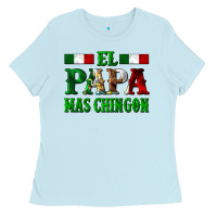 Baby Blue El Papa Mas Chingon Mexican Ladies Tee - LillyAllenDesigns