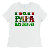 White El Papa Mas Chingon Mexican Ladies Tee - LillyAllenDesigns