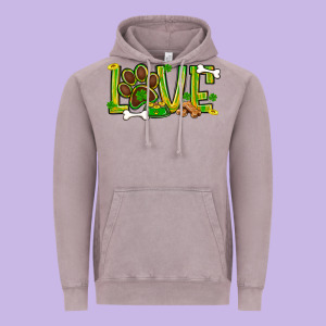 St. Patrick's Day Love Dog Paw Vintage Hoodie Designed By Bundleandbundleshop