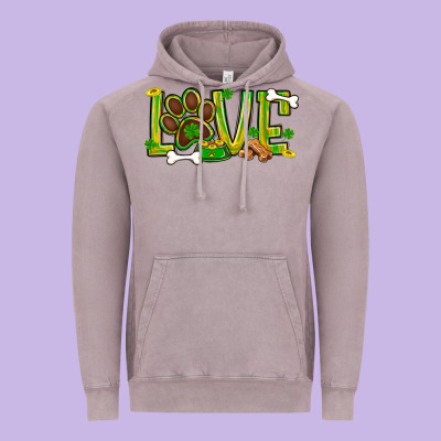 St. Patrick's Day Love Dog Paw Vintage Hoodie Designed By Bundleandbundleshop