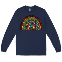 Navy Christmas cowboy boots rainbow Long Sleeve Tee - RanaPortraitStore