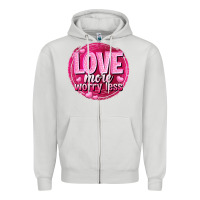 Dove Grey Love more worry less Valentine's Day Zipper Hoodie - HowdyJamesFarm