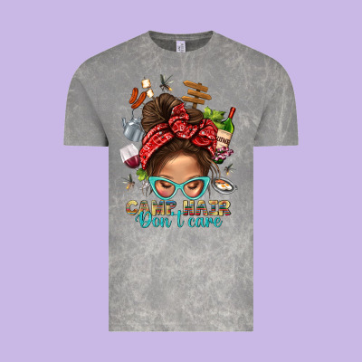 Camp Hair Dont Care Messy Bun Bbs Vintage Tee Designed By Bundleandbundleshop