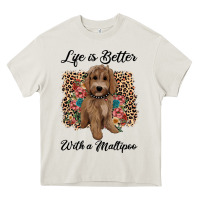 Cream life is better with a maltipoo Heavy Core Tee - BarkalooDesign