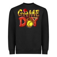 Black Game Day Softball Heavyweight Sweatshirt - NancyCooperArtShop