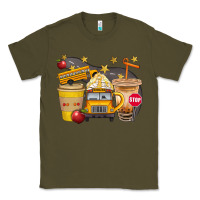 Army Green School Bus Coffee And Star Bbs Classic Tee - BundleAndBundleShop