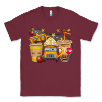 Burgundy School Bus Coffee And Star Bbs Classic Tee - BundleAndBundleShop