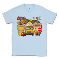 Dusty Blue School Bus Coffee And Star Bbs Classic Tee - BundleAndBundleShop