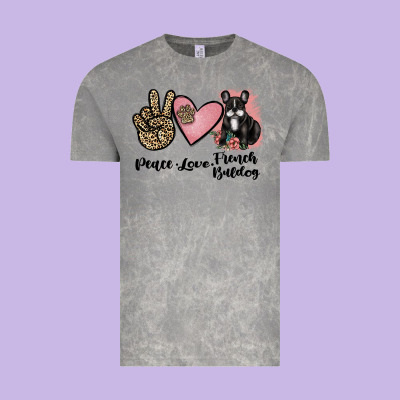 Peace Love French Bulldog Vintage Tee Designed By Jahusdesignshop