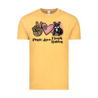 Vintage Mustard peace love french bulldog Vintage Tee - JahusDesignShop