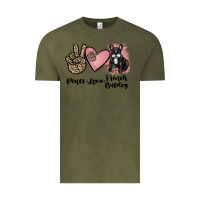 Vintage Olive peace love french bulldog Vintage Tee - JahusDesignShop