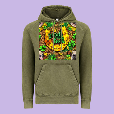 St. Patricks Good Luck With Cow Digital Paper Vintage Hoodie Designed By Bundleandbundleshop