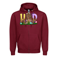 Burgundy Hop Rabbit Easter Day Zipper Hoodie - HowdyJamesFarm